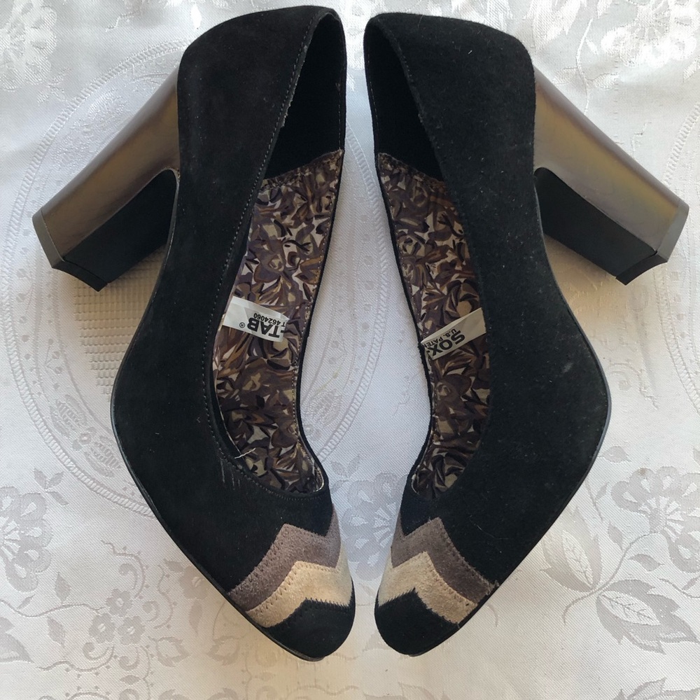 MISSONI For Target Black Suede Leather Swirl￼ Retro High-Heel Women’s Size 8.5